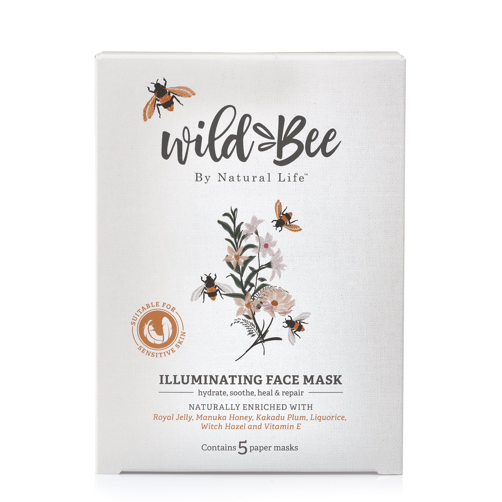 Wild Bee by Natural Life Illuminating Face Mask - 5 Pack