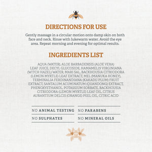 Wild Bee by Natural Life Foaming Facial Cleanser Directions and Ingredients List